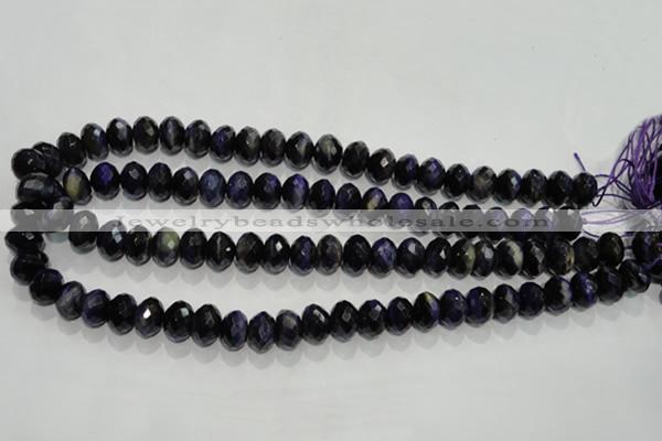 CTE942 15.5 inches 8*12mm faceted rondelle dyed blue tiger eye beads