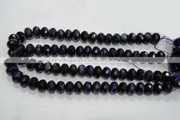 CTE943 15.5 inches 10*14mm faceted rondelle dyed blue tiger eye beads