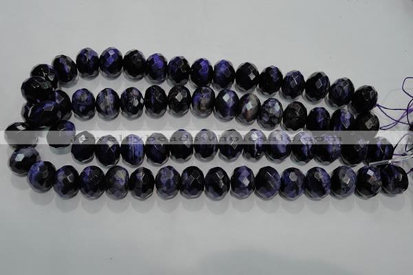 CTE944 15.5 inches 12*16mm faceted rondelle dyed blue tiger eye beads