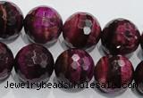 CTE976 15.5 inches 16mm faceted round dyed red tiger eye beads