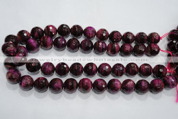 CTE976 15.5 inches 16mm faceted round dyed red tiger eye beads