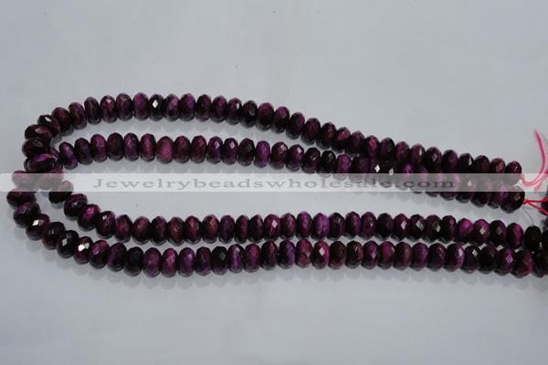 CTE981 15.5 inches 6*10mm faceted rondelle dyed red tiger eye beads