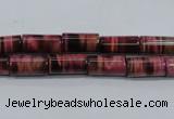 CTE988 15.5 inches 6*12mm tube dyed red tiger eye beads wholesale