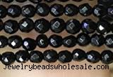 CTG1010 15.5 inches 2mm faceted round tiny black agate beads