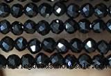 CTG1011 15.5 inches 2mm faceted round tiny black spinel beads