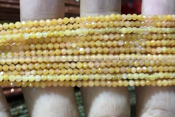 CTG1035 15.5 inches 2mm faceted round tiny yellow jade beads