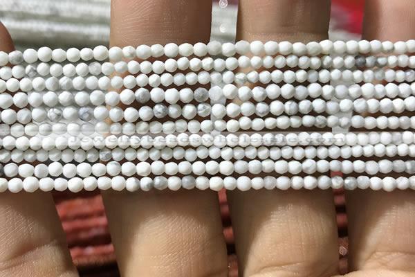 CTG1053 15.5 inches 2mm faceted round tiny white howlite beads