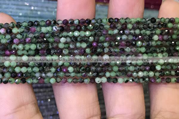 CTG1082 15.5 inches 2mm faceted round tiny ruby zoisite beads