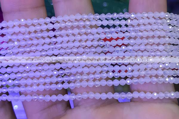 CTG1091 15.5 inches 2mm faceted round tiny quartz glass beads