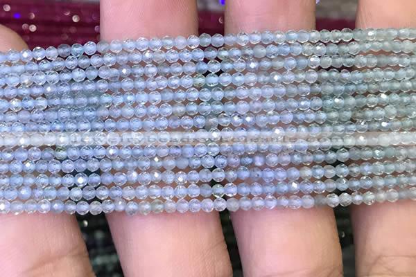 CTG1092 15.5 inches 2mm faceted round tiny quartz glass beads