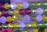 CTG1101 15.5 inches 2mm faceted round tiny quartz glass beads