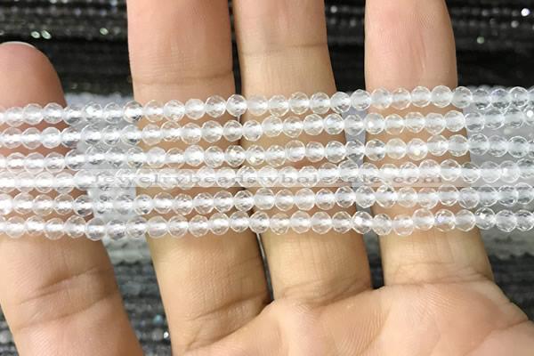 CTG1123 15.5 inches 3mm faceted round tiny white crystal beads