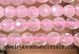 CTG1124 15.5 inches 3mm faceted round tiny rose quartz beads