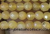 CTG1149 15.5 inches 3mm faceted round tiny yellow jade beads