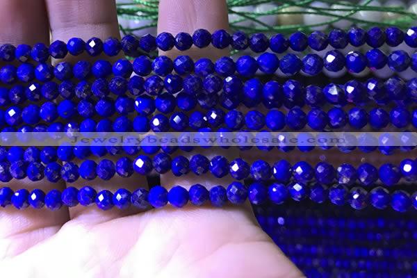 CTG1216 15.5 inches 4mm faceted round tiny lapis lazuli beads