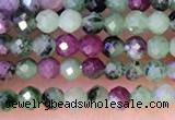 CTG1314 15.5 inches 2mm faceted round ruby zoisite beads