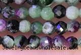 CTG1315 15.5 inches 3mm faceted round ruby zoisite beads