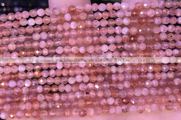 CTG1318 15.5 inches 3mm faceted round golden sunstone beads