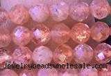 CTG1319 15.5 inches 4mm faceted round golden sunstone beads