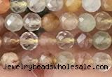 CTG1356 15.5 inches 4mm faceted round mixed quartz beads