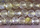 CTG1361 15.5 inches 3mm faceted round golden rutilated quartz beads