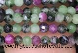 CTG1427 15.5 inches 2mm faceted round ruby zoisite beads