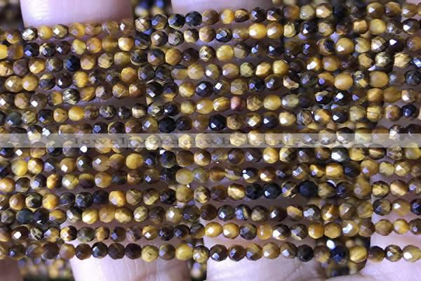 CTG1465 15.5 inches 2mm faceted round yellow tiger eye beads