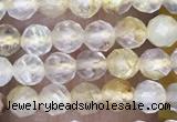 CTG1489 15.5 inches 3mm faceted round golden rutilated quartz beads