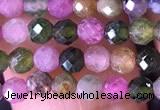 CTG1511 15.5 inches 3mm faceted round tourmaline beads wholesale