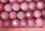 CTG1514 15.5 inches 3mm faceted round pink wooden jasper beads