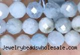 CTG1536 15.5 inches 4mm faceted round aquamarine beads wholesale