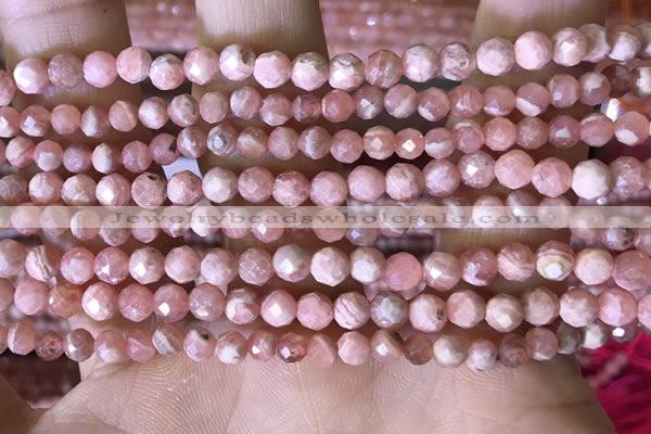 CTG1546 15.5 inches 4mm faceted round rhodochrosite beads wholesale