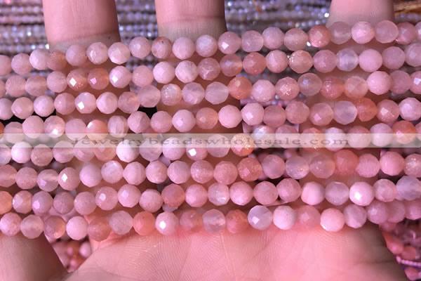 CTG1548 15.5 inches 4mm faceted round moonstone gemstone beads