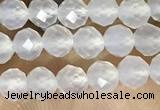 CTG1552 15.5 inches 4mm faceted round white agate beads wholesale