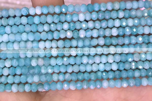 CTG1611 15.5 inches 3*4mm faceted rondelle tiny amazonite beads