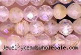 CTG1631 15.5 inches 4mm faceted round tiny golden rutilated quartz beads