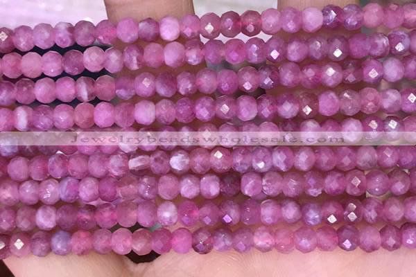 CTG1643 15.5 inches 3.5*5mm faceted rondelle tiny pink tourmaline beads