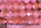 CTG1647 15.5 inches 3mm faceted round tiny strawberry quartz beads