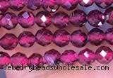 CTG1652 15.5 inches 3mm faceted round tiny red garnet beads