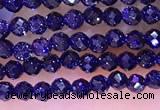 CTG1667 15.5 inches 3mm faceted round tiny blue goldstone beads