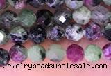 CTG1673 15.5 inches 3mm faceted round tiny ruby zoisite beads