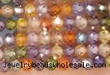 CTG2106 15 inches 2mm faceted round tiny quartz glass beads