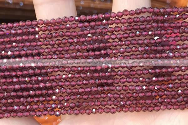 CTG2109 15 inches 2mm faceted round tiny red garnet beads