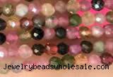 CTG2140 15 inches 2mm,3mm & 4mm faceted round natural tourmaline beads