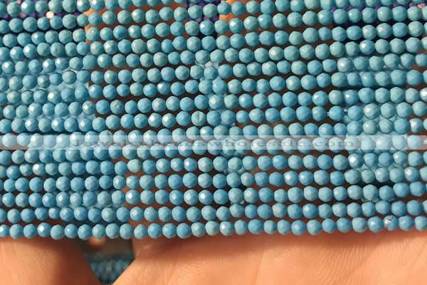 CTG2152 15 inches 2mm,3mm faceted round synthetic turquoise beads