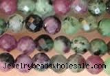 CTG2183 15 inches 2mm,3mm faceted round ruby zoisite beads