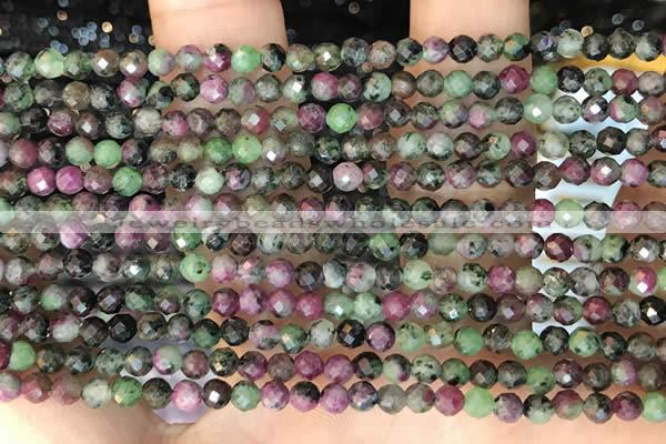 CTG2183 15 inches 2mm,3mm faceted round ruby zoisite beads