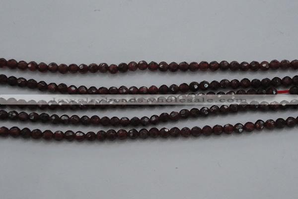 CTG222 15.5 inches 3mm faceted round tiny red garnet beads