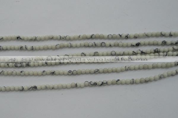 CTG250 15.5 inches 2mm round tiny white howlite turquoise beads