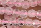 CTG2500 15.5 inches 4mm faceted round rose quartz beads